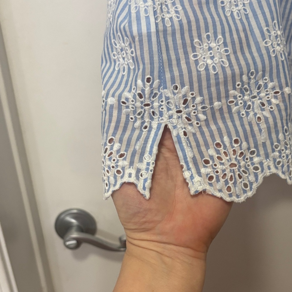 NWT LOFT Striped Scalloped Bottom Top - Picture 4 of 8
